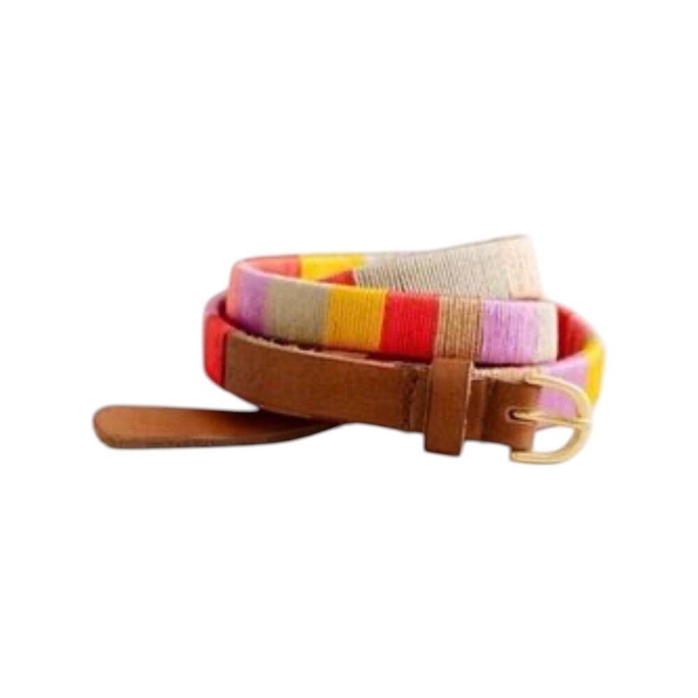 J. CREW Amina Skinny Belt Women’s S Multicolor Silk Thread Wrapped Leather Trim